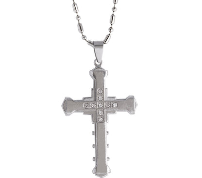 Scipio Silver Rex Zircon Cross Necklace