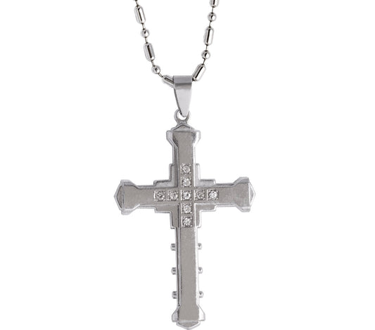 Scipio Silver Rex Zircon Cross Necklace