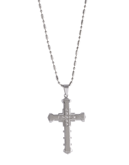 Scipio Silver Rex Zircon Cross Necklace
