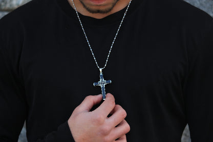 Scipio Black/Silver Rex Zircon Cross Necklace