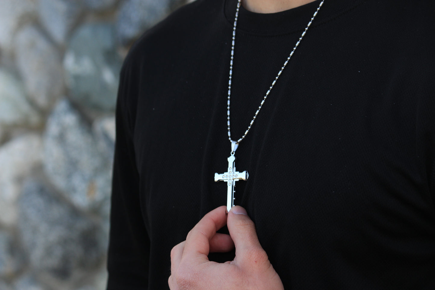 Scipio Silver Rex Zircon Cross Necklace